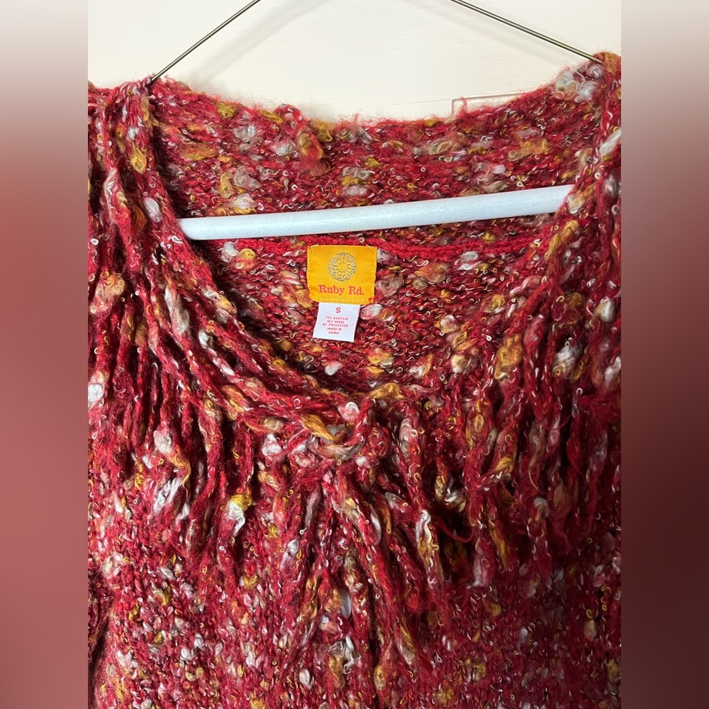 Ruby Rd. Multicolor Knit Cardigan With Fringe - image 2